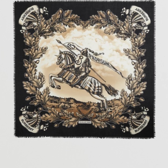 Burberry EKD Print Cashmere Large Square Scarf Brand New - Picture 9 of 10